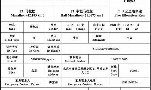 马拉松报名表_马拉松报名表内容